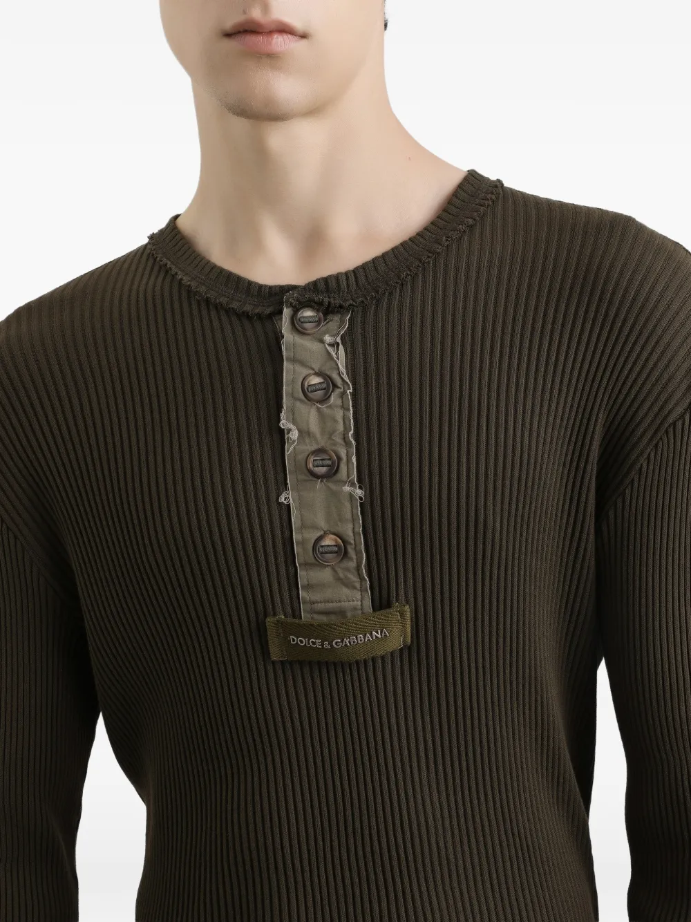Dolce & Gabbana Geribbeld T-shirt met knopen Groen