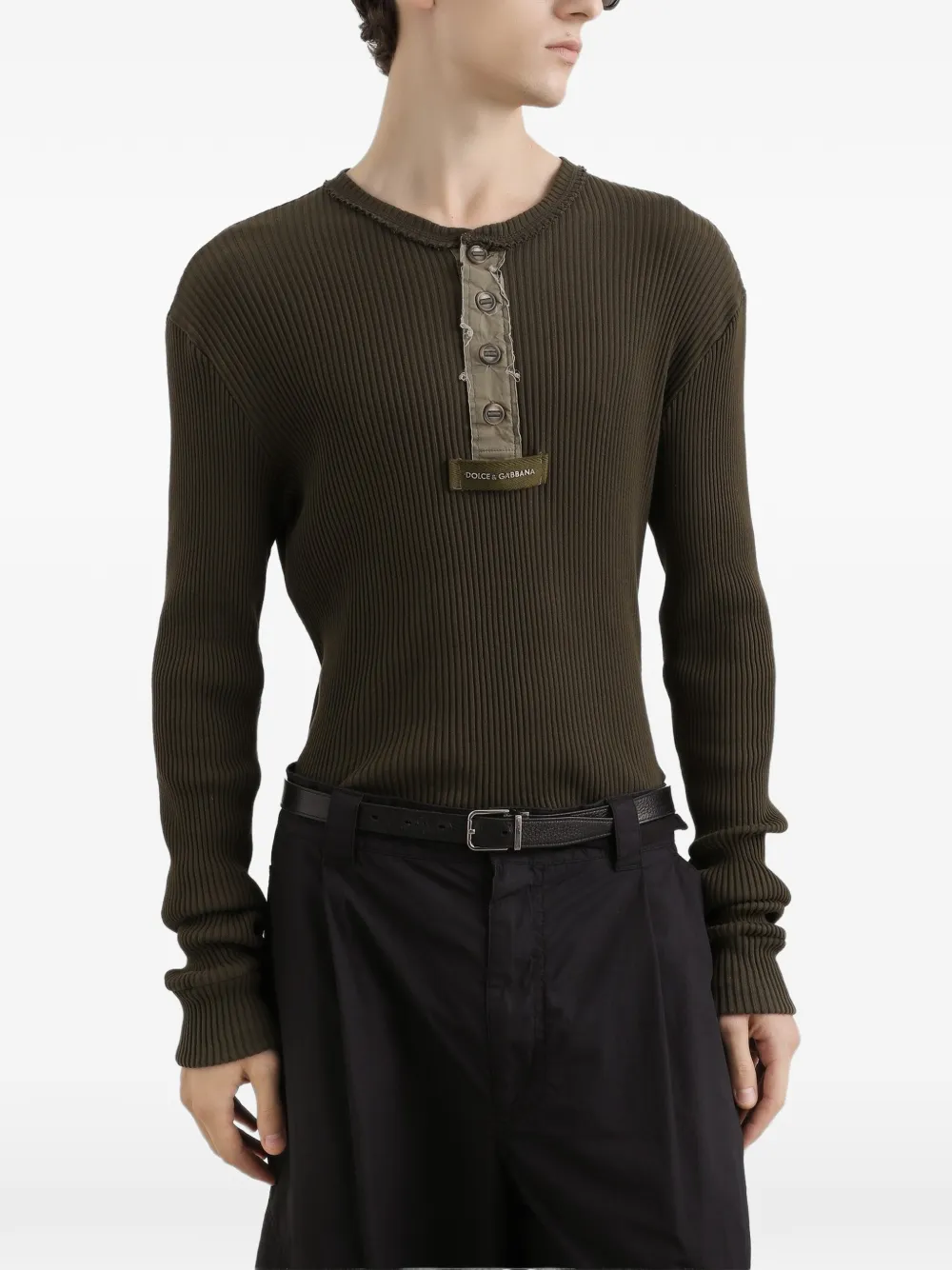 Dolce & Gabbana Geribbeld T-shirt met knopen Groen
