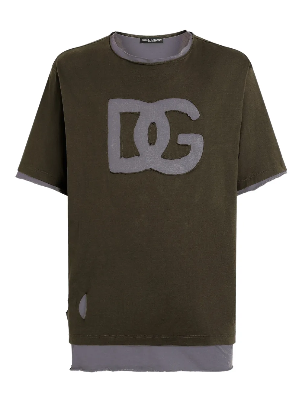 Dolce & Gabbana T-Shirt im Layering-Look mit Logo - Grün