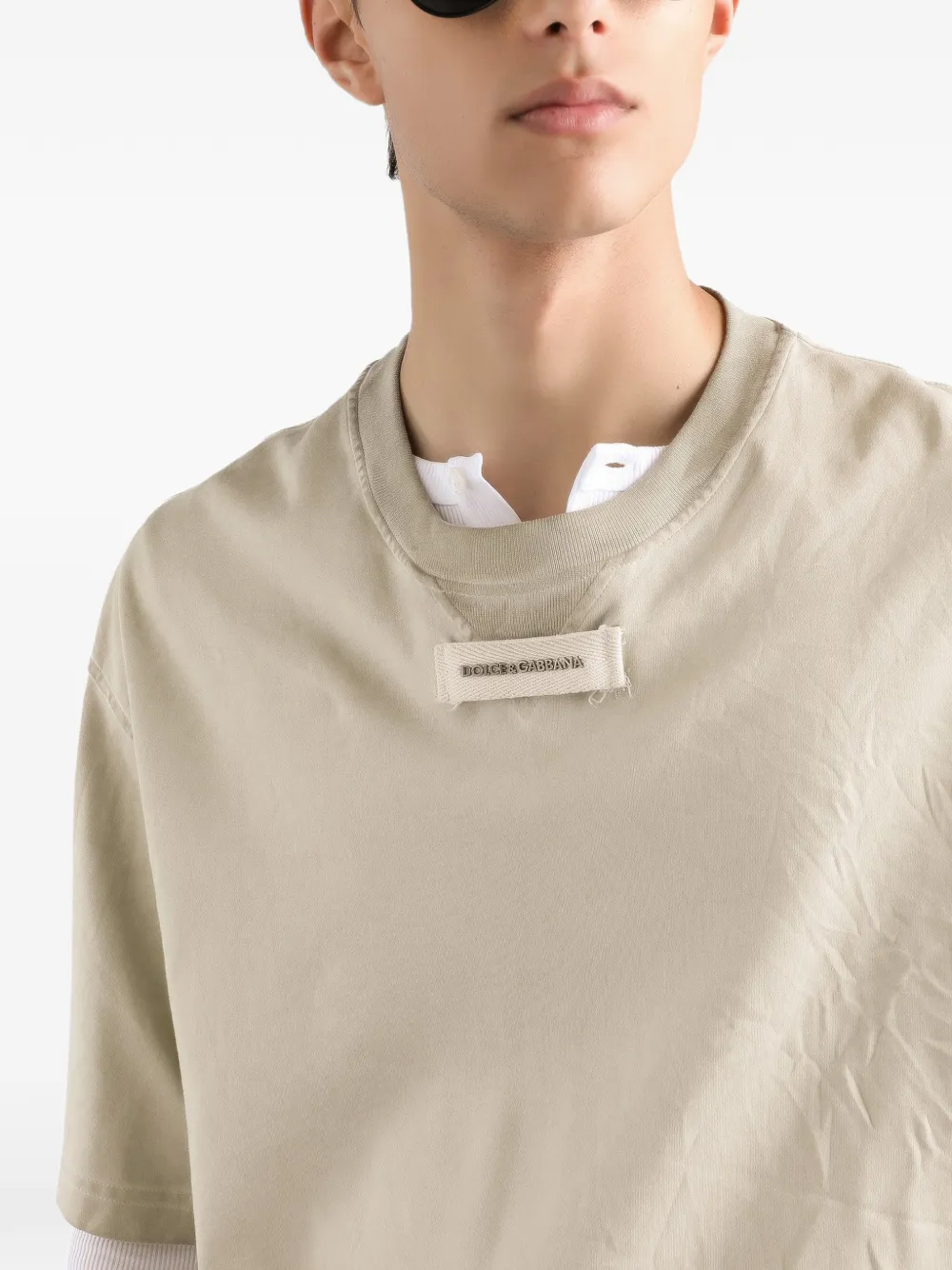 Dolce & Gabbana T-shirt met label-detail Beige