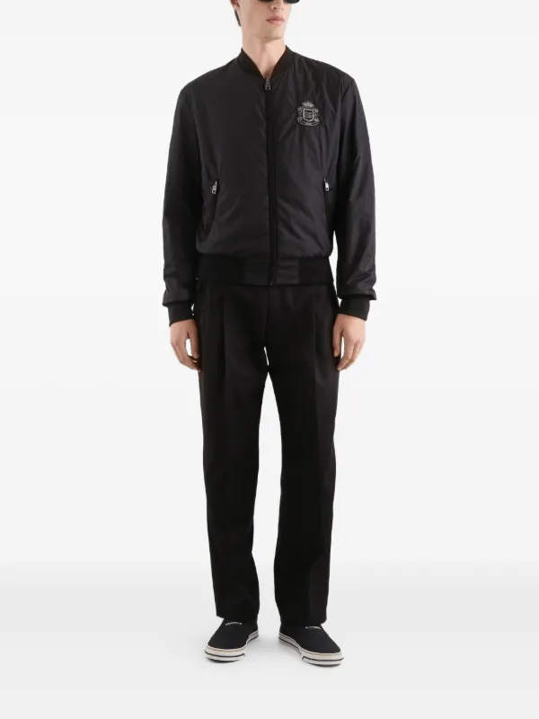 Dolce & Gabbana Jaqueta Bomber Com Zíper e Bordado | Preto