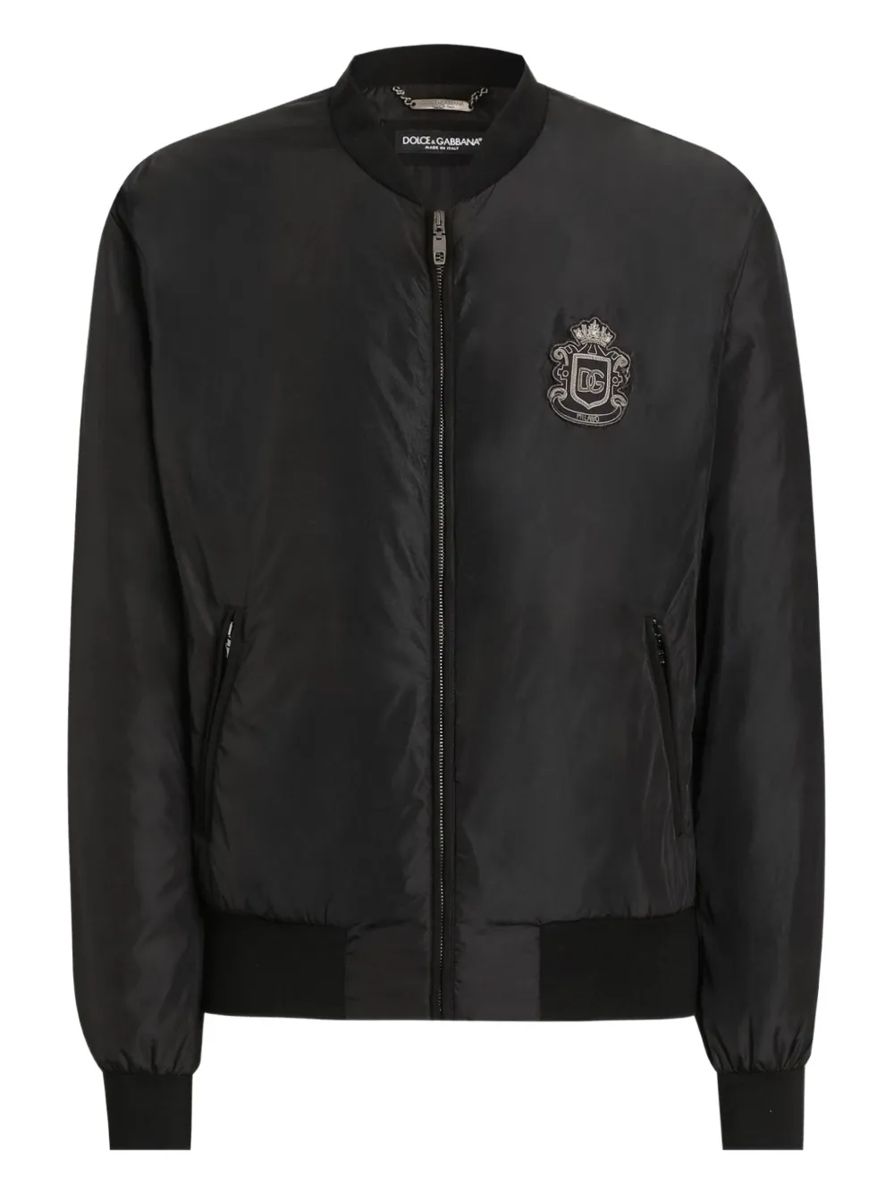 Dolce & Gabbana crest-embroidered zip-fastening bomber jacket | Black | Image 1