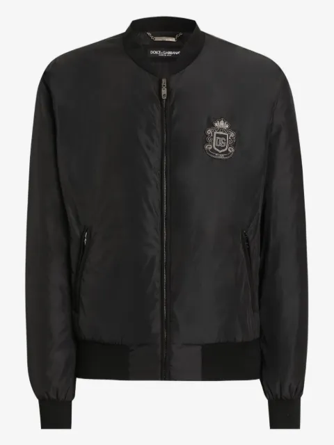 Dolce & Gabbana crest-embroidered zip-fastening bomber jacket