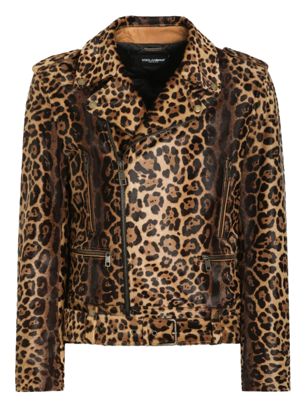 Dolce & Gabbana leopard-print zipped jacket - Marrone