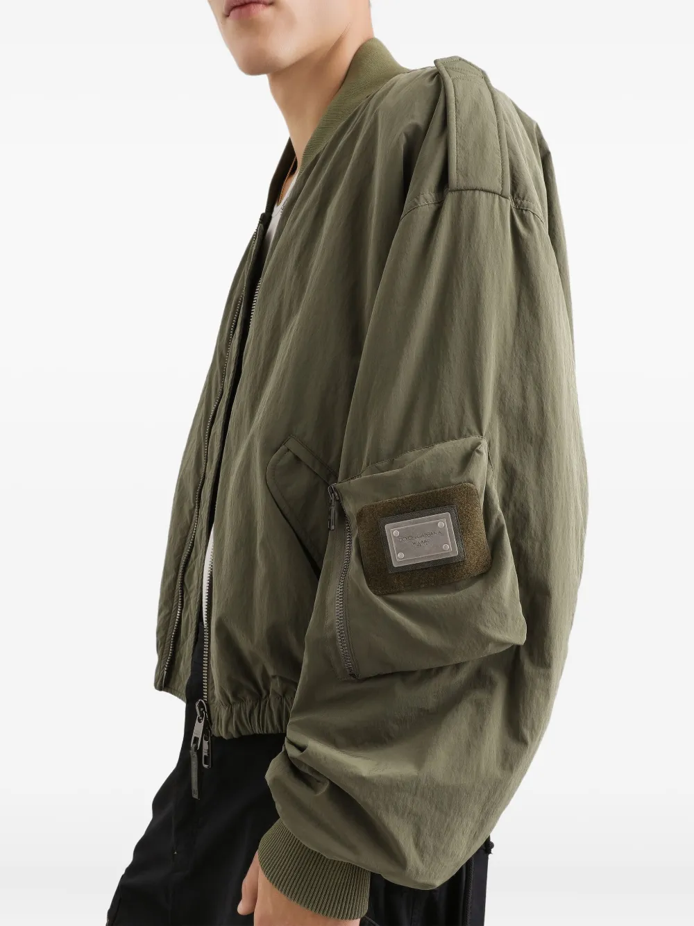 Dolce & Gabbana Wavy nylon bomberjack Groen