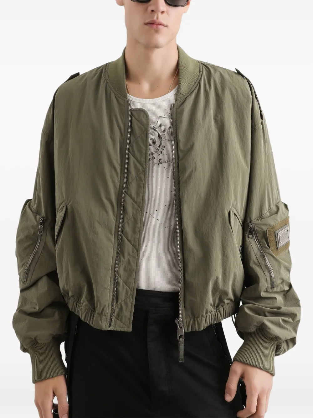 Dolce & Gabbana Wavy nylon bomberjack Groen