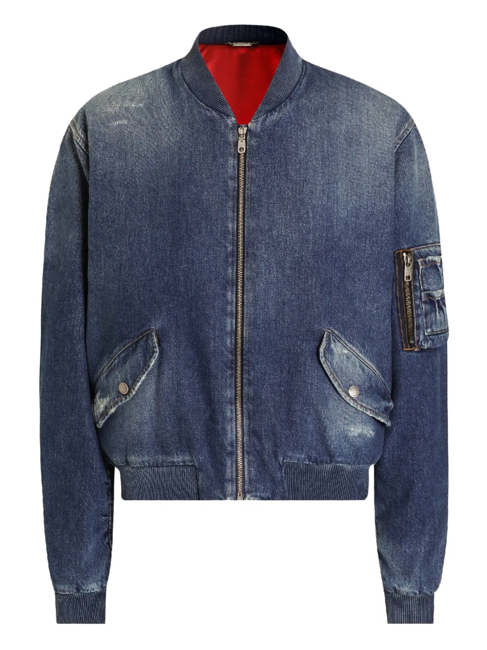 Dolce & Gabbana Bomber denim con zip - Blu