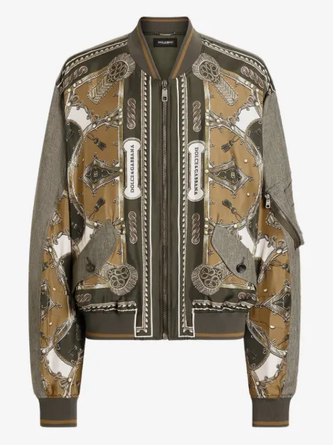 Dolce & Gabbana cargo-print oversized twill bomber jacket