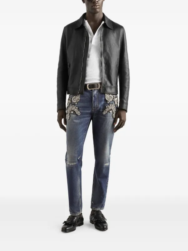 Dolce & Gabbana Zip Leather Coat | Black | FARFETCH