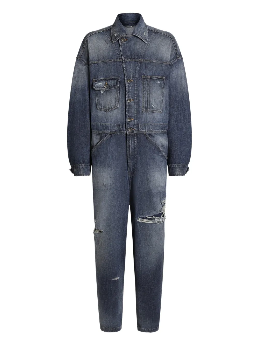 Dolce & Gabbana Jeans-Jumpsuit im Distressed-Look - Blau