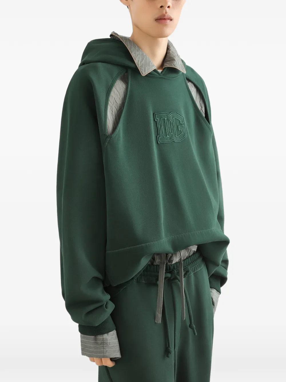 Dolce & Gabbana Hoodie van bewerkt katoen Groen