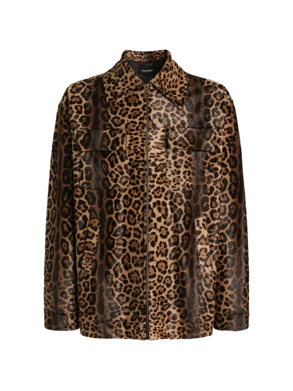 Dolce & Gabbana Giacca-camicia con stampa leopardata - Marrone