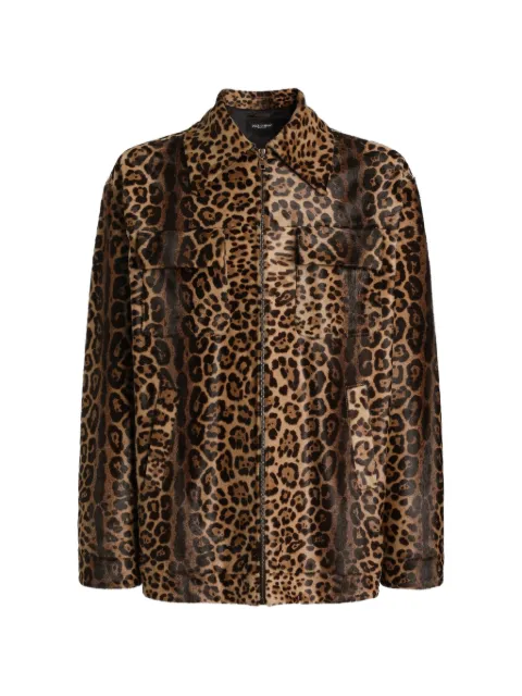 Dolce & Gabbana chamarra estilo camisa con estampado de leopardo
