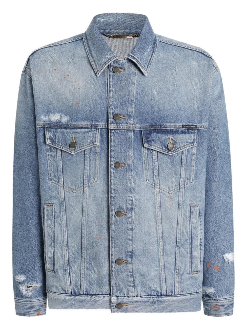 Dolce & Gabbana Distressed Denim Jacket In Blue