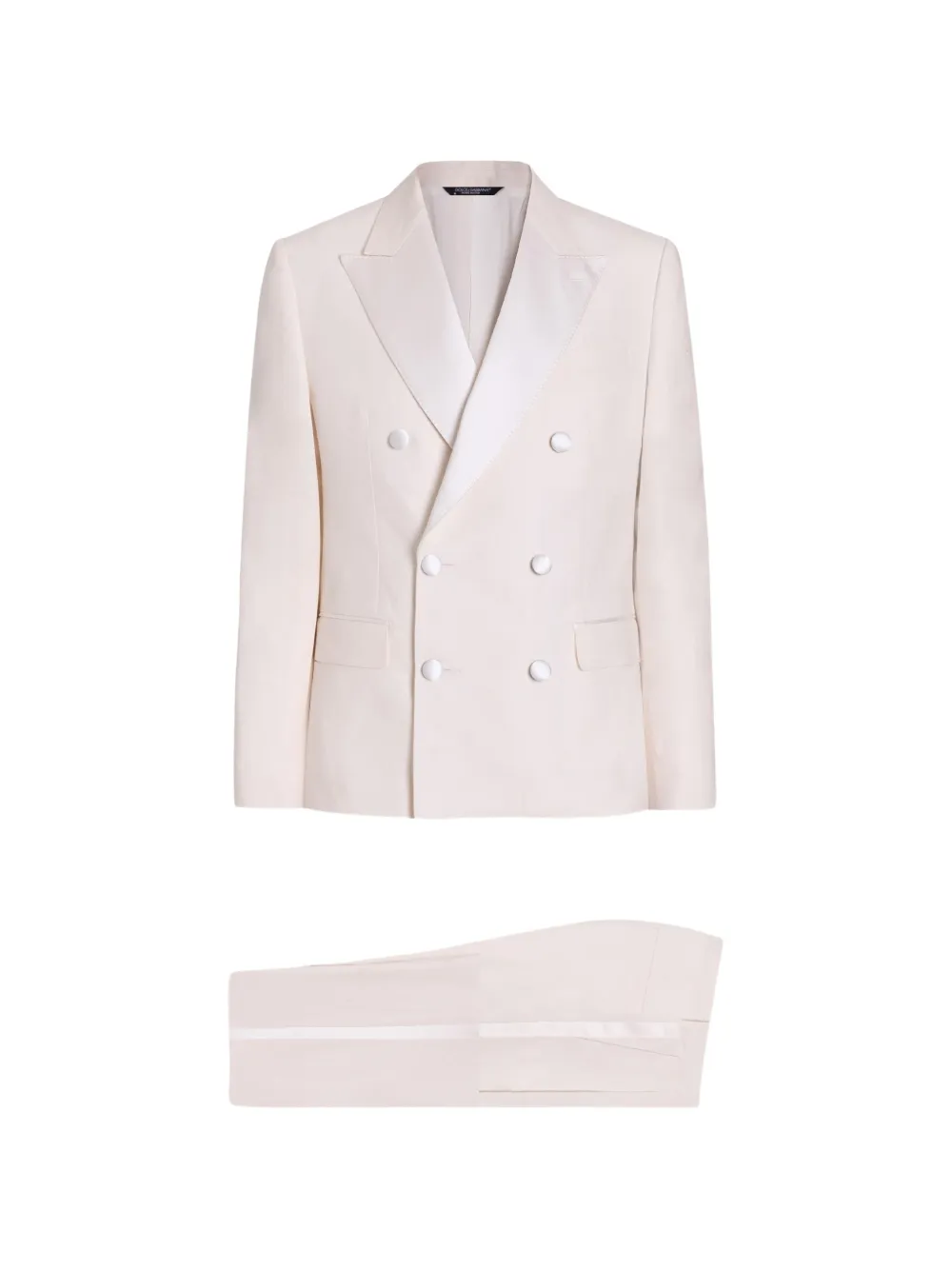 Dolce & Gabbana double-breasted suit in linen canvas - Toni neutri