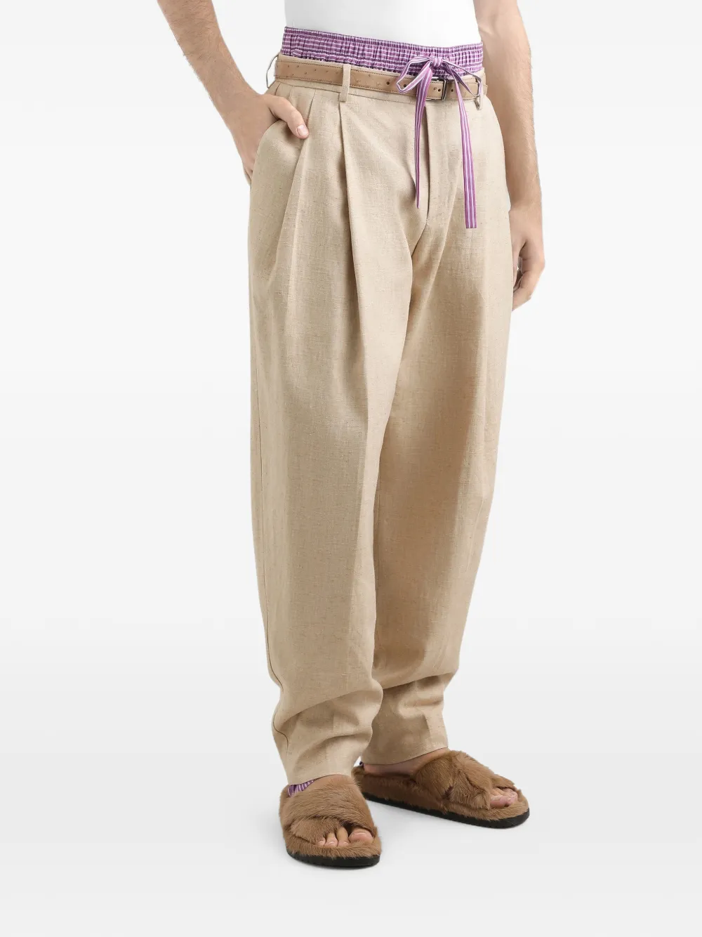 Dolce & Gabbana Broek van hennep en zijde met tweed-effect Beige