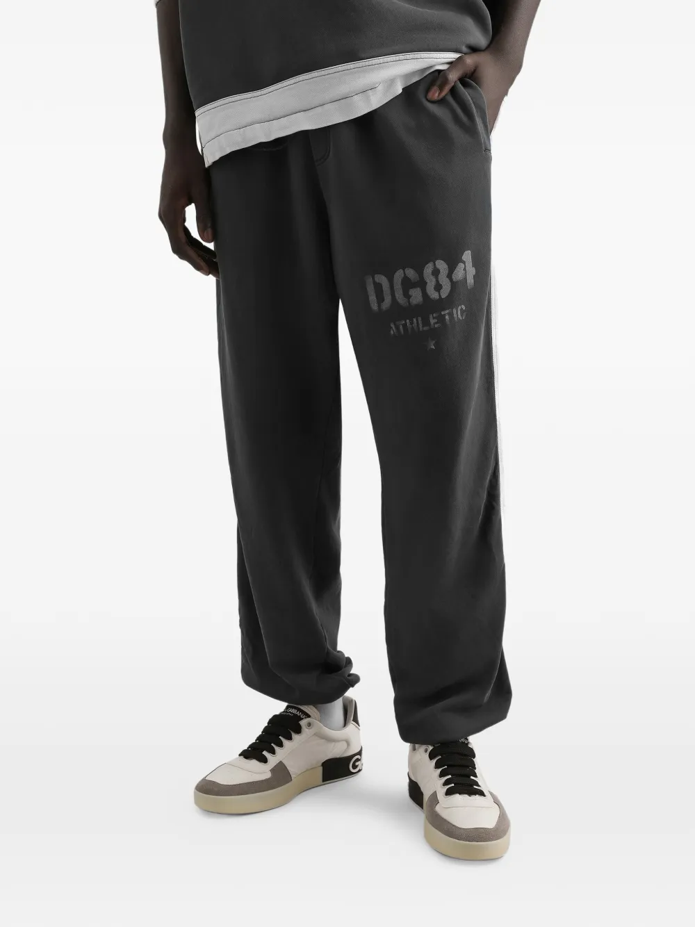 Dolce & Gabbana Trainingsbroek met grafische zijstreep Grijs