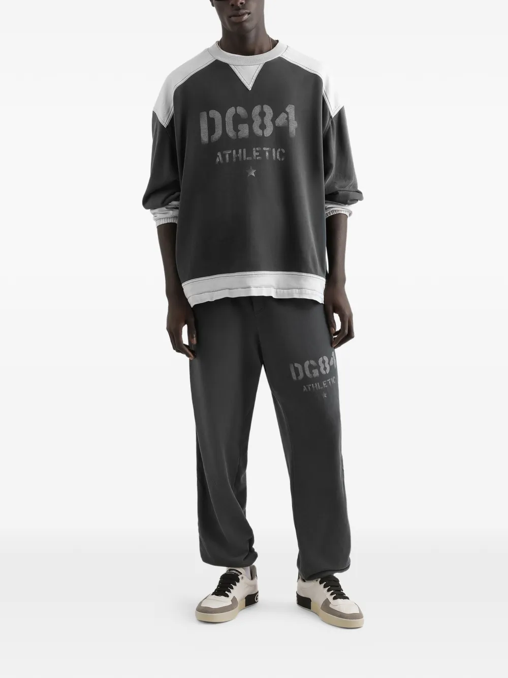 Dolce & Gabbana Trainingsbroek met grafische zijstreep Grijs