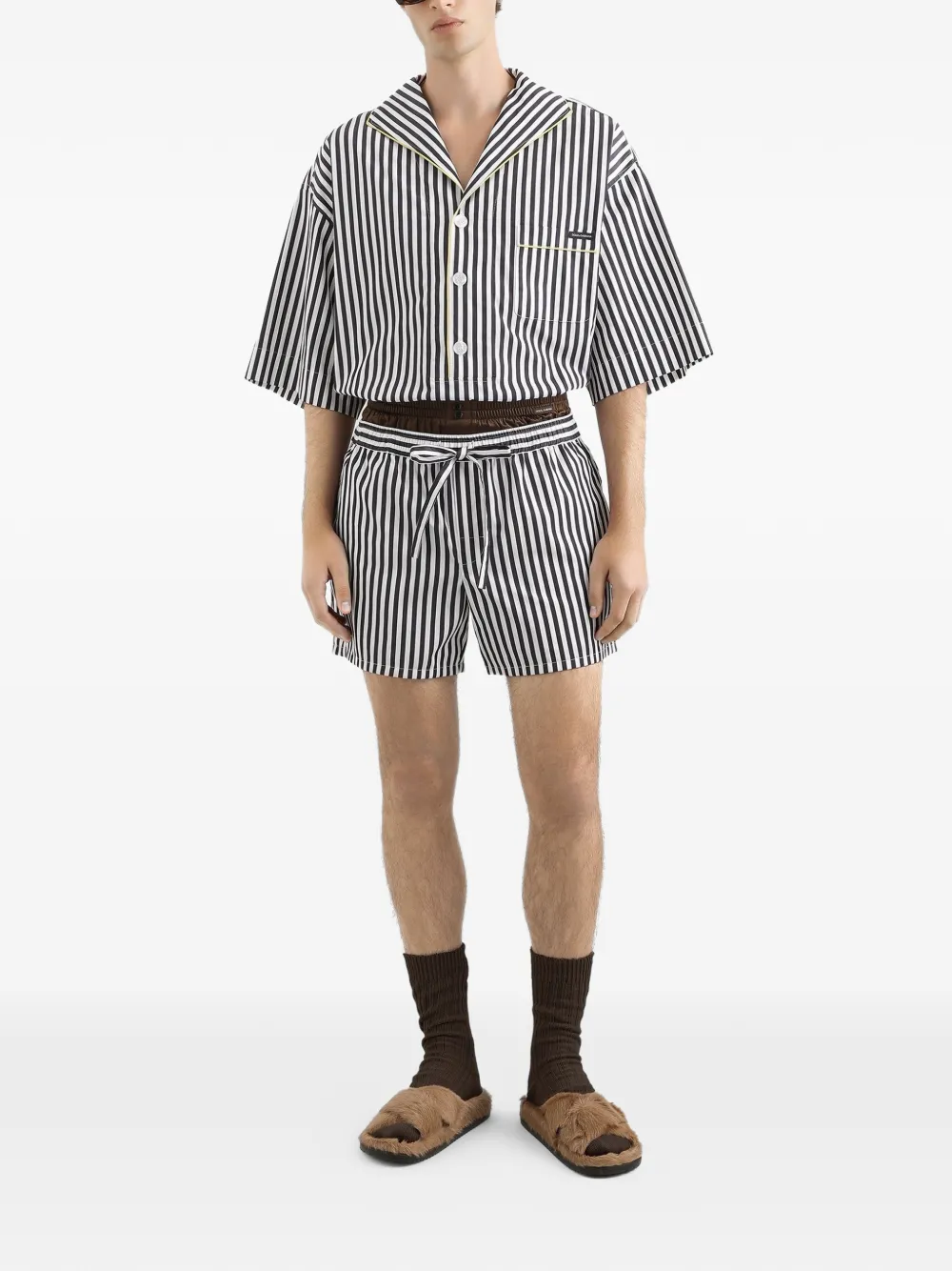 Dolce & Gabbana Gestreepte popeline bermuda shorts Wit