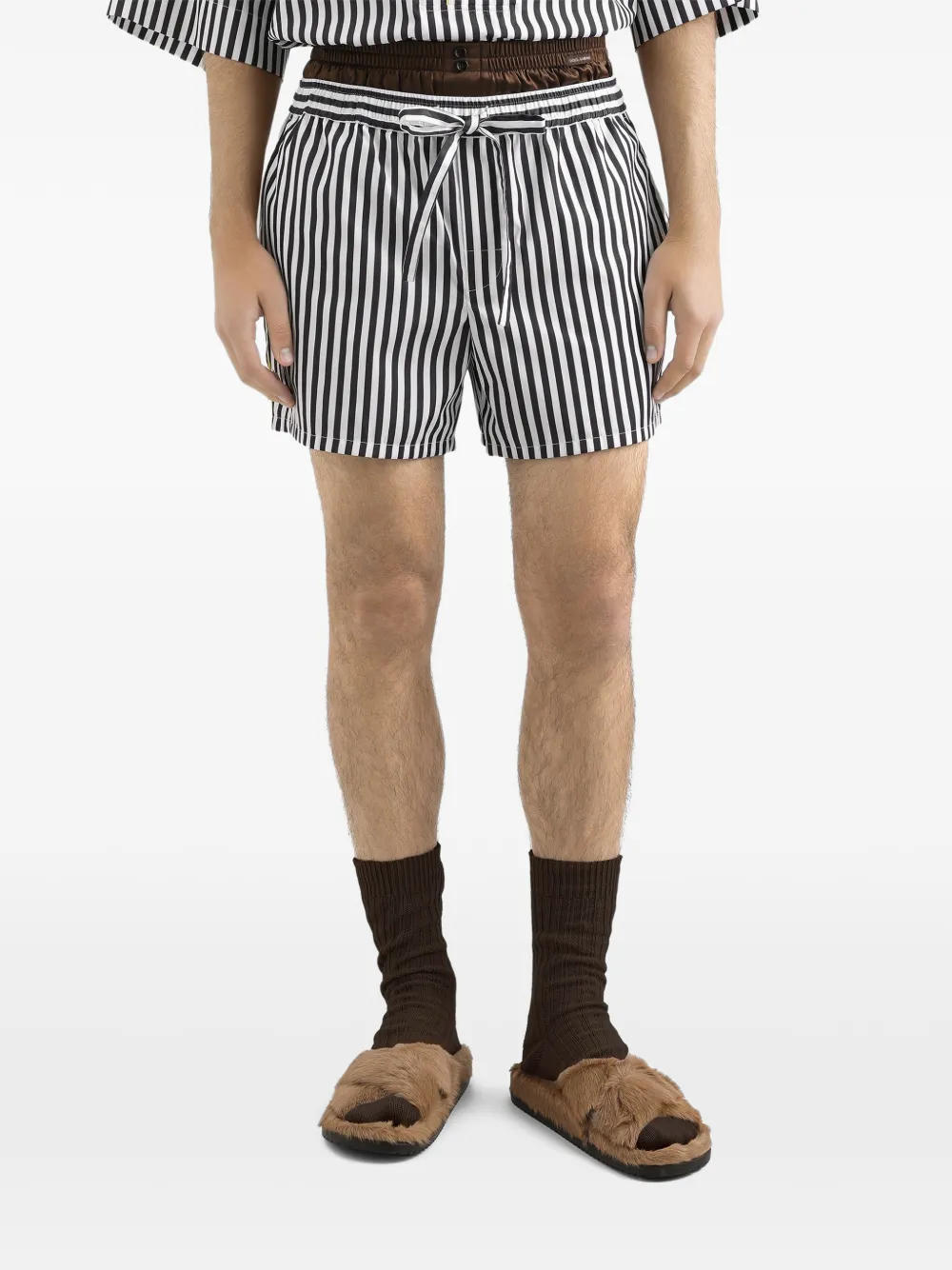 Dolce & Gabbana Gestreepte popeline bermuda shorts Wit