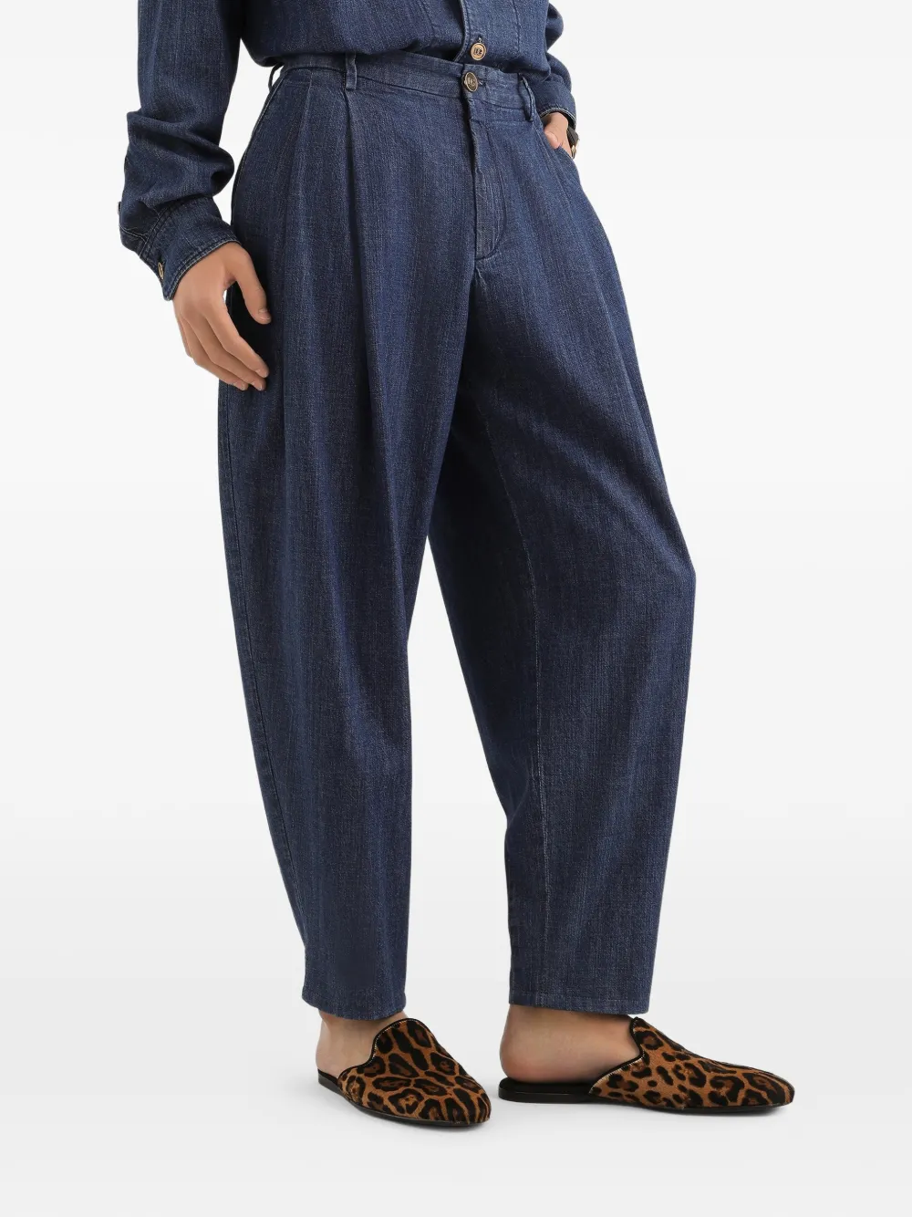 Dolce & Gabbana Geplooide jeans met knoopsluiting Blauw