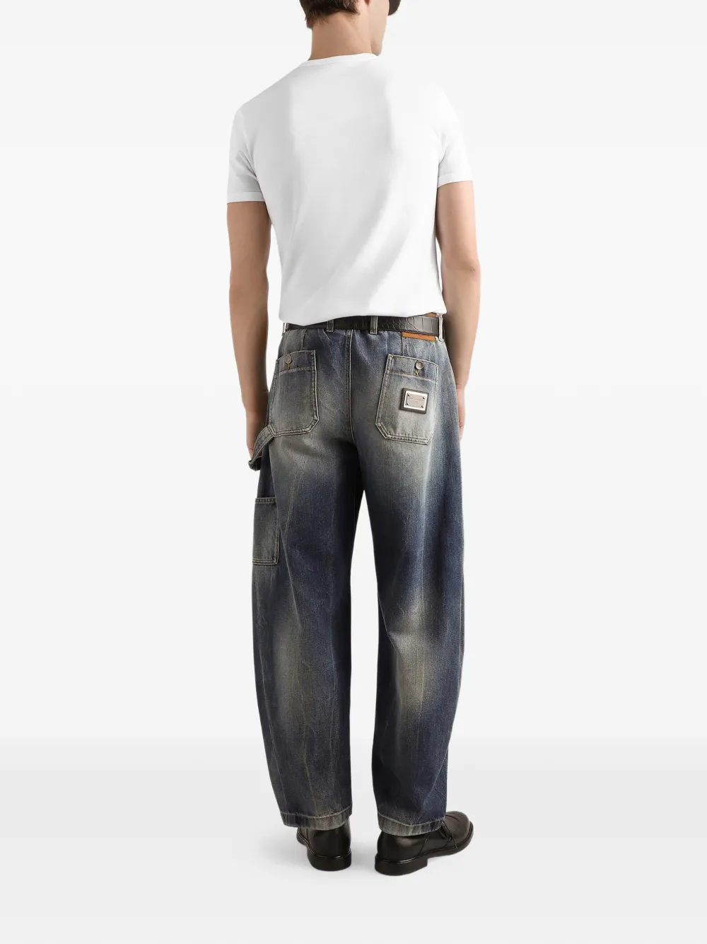  Dolce & Gabbana Vaqueros A Paneles Con Placa - Azul 