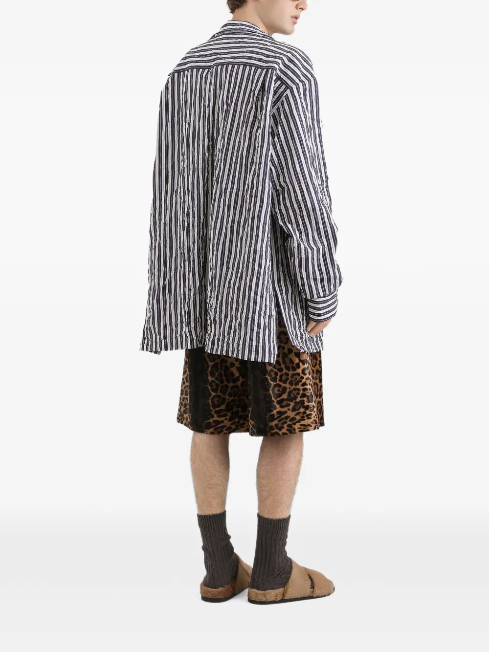 Dolce & Gabbana Kalfsleren broek met luipaardprint Bruin