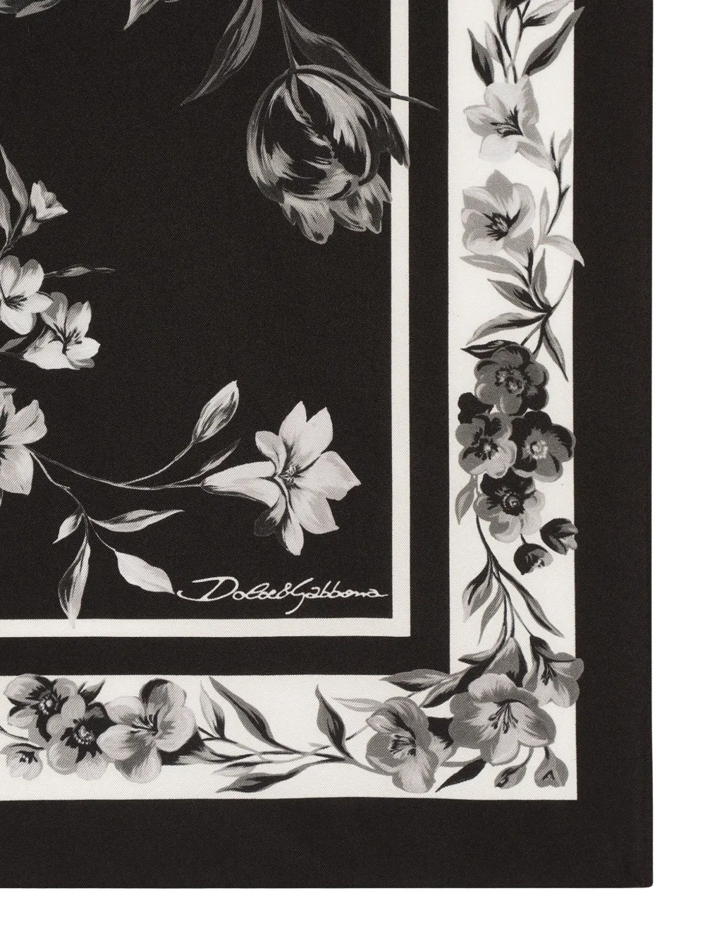 Dolce & Gabbana Sjaal met bloemenprint - Zwart