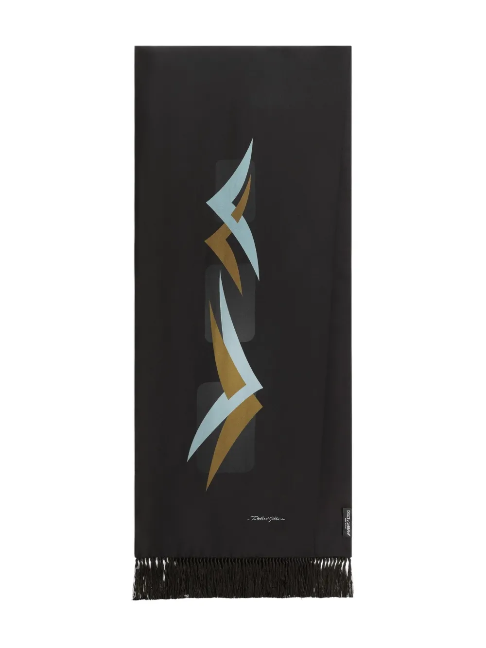 Dolce & Gabbana fringed-hem graphic scarf | Grey | Image 1