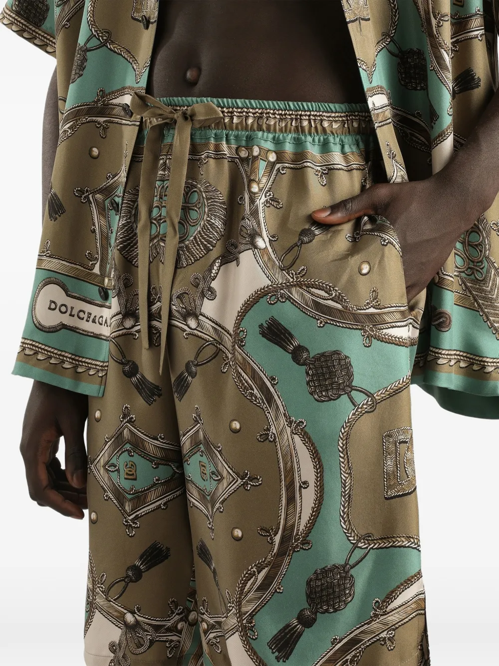 Dolce & Gabbana Shorts met trekkoord en print Beige