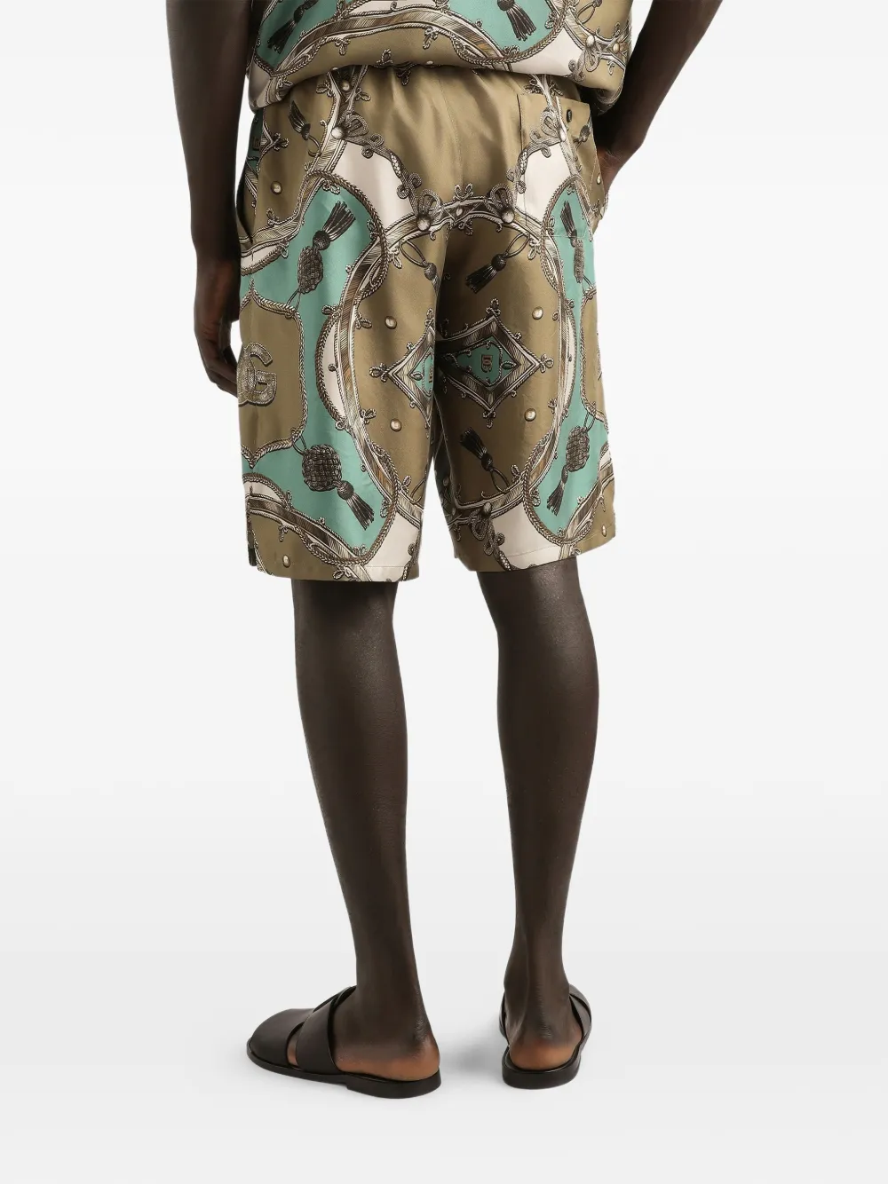 Dolce & Gabbana Shorts met trekkoord en print - Bruin