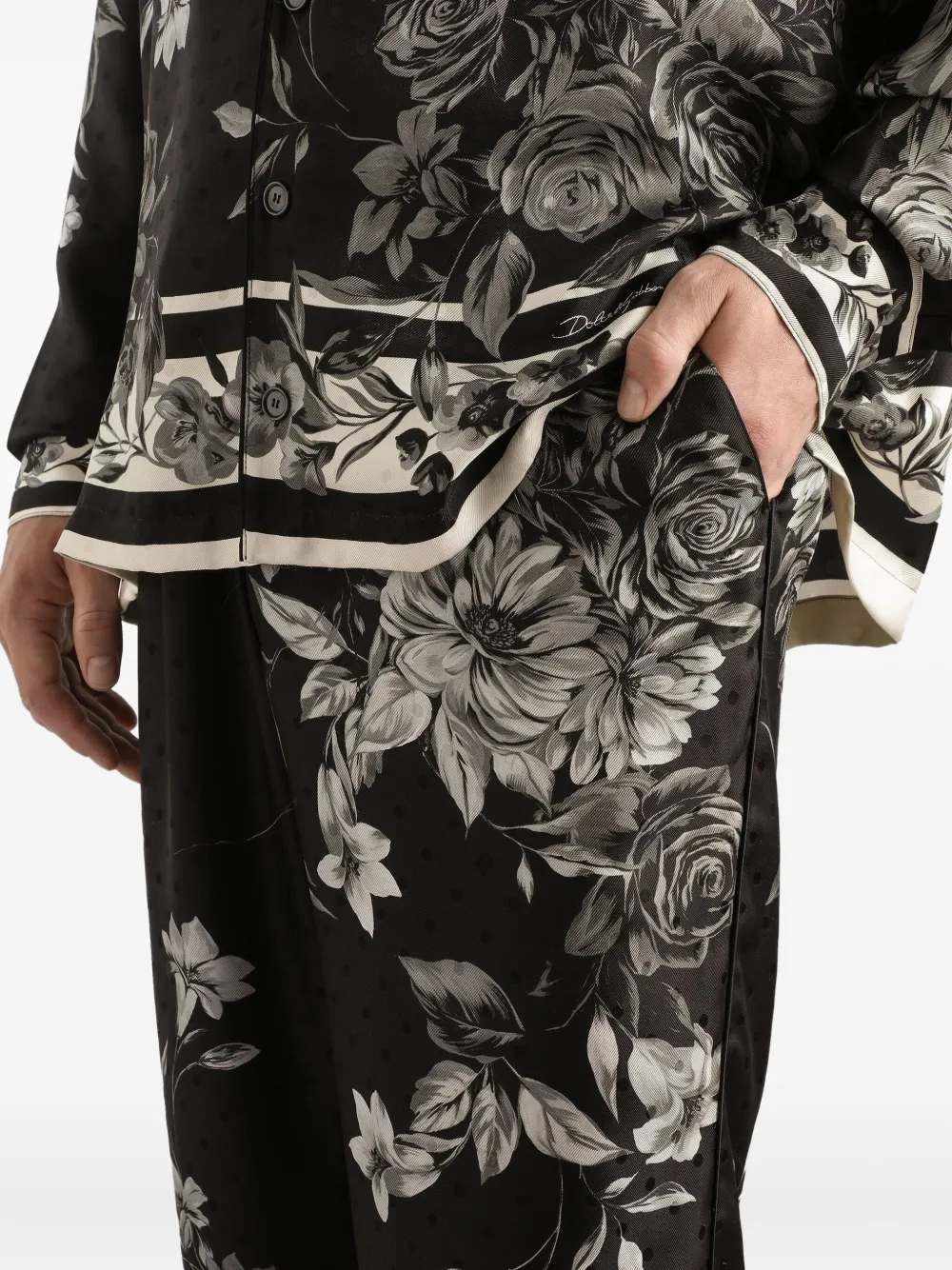 Dolce & Gabbana Broek met bloemenprint Zwart