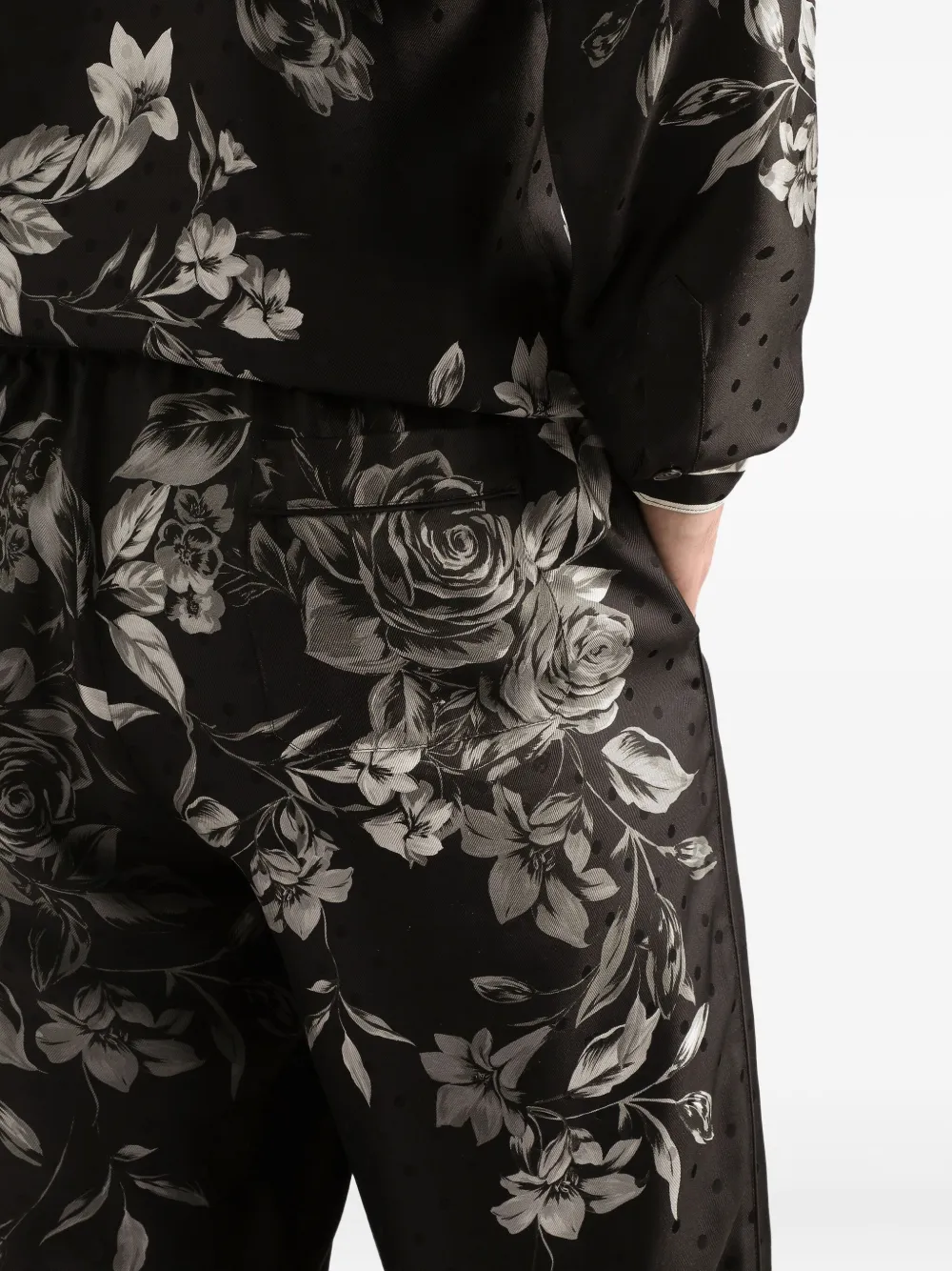 Dolce & Gabbana Broek met bloemenprint Zwart