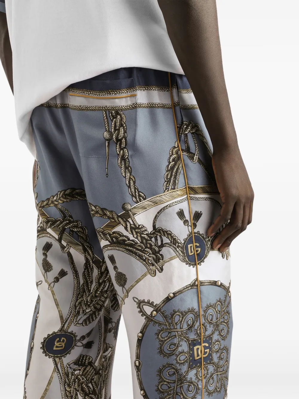Dolce & Gabbana Zijden twill broek met cargo print Blauw