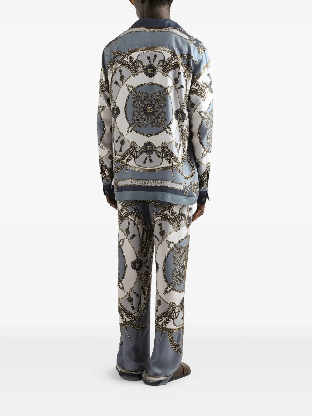 Dolce & Gabbana Zijden twill broek met cargo print Blauw