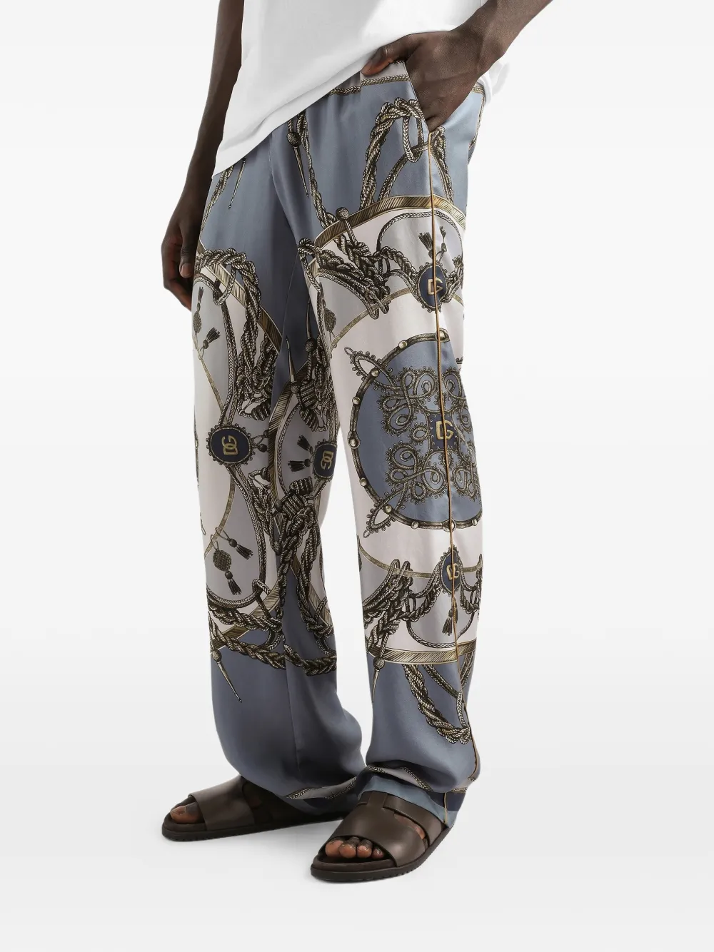 Dolce & Gabbana Zijden twill broek met cargo print Blauw