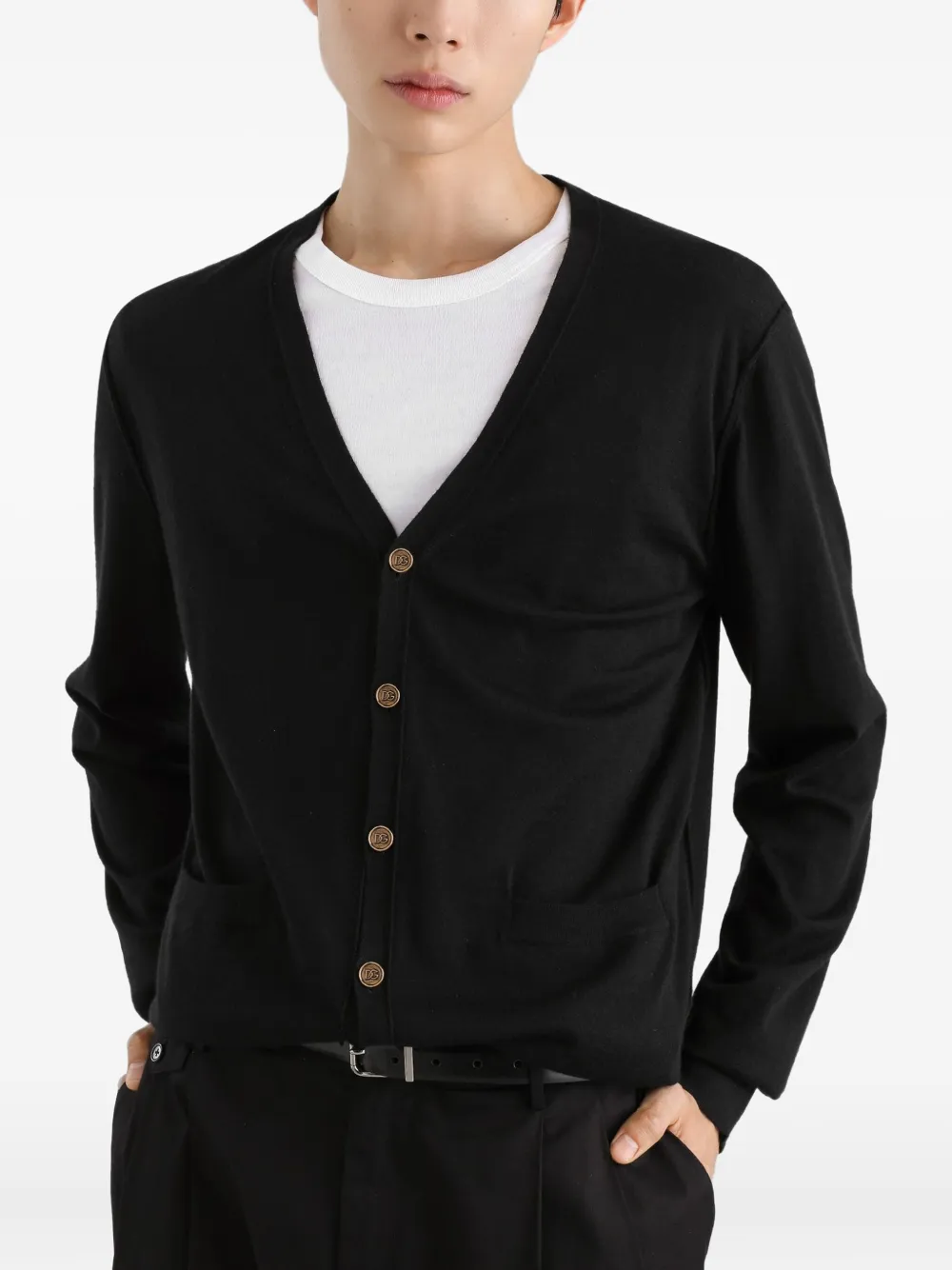 Dolce & Gabbana Vest met knopen en V-hals Zwart