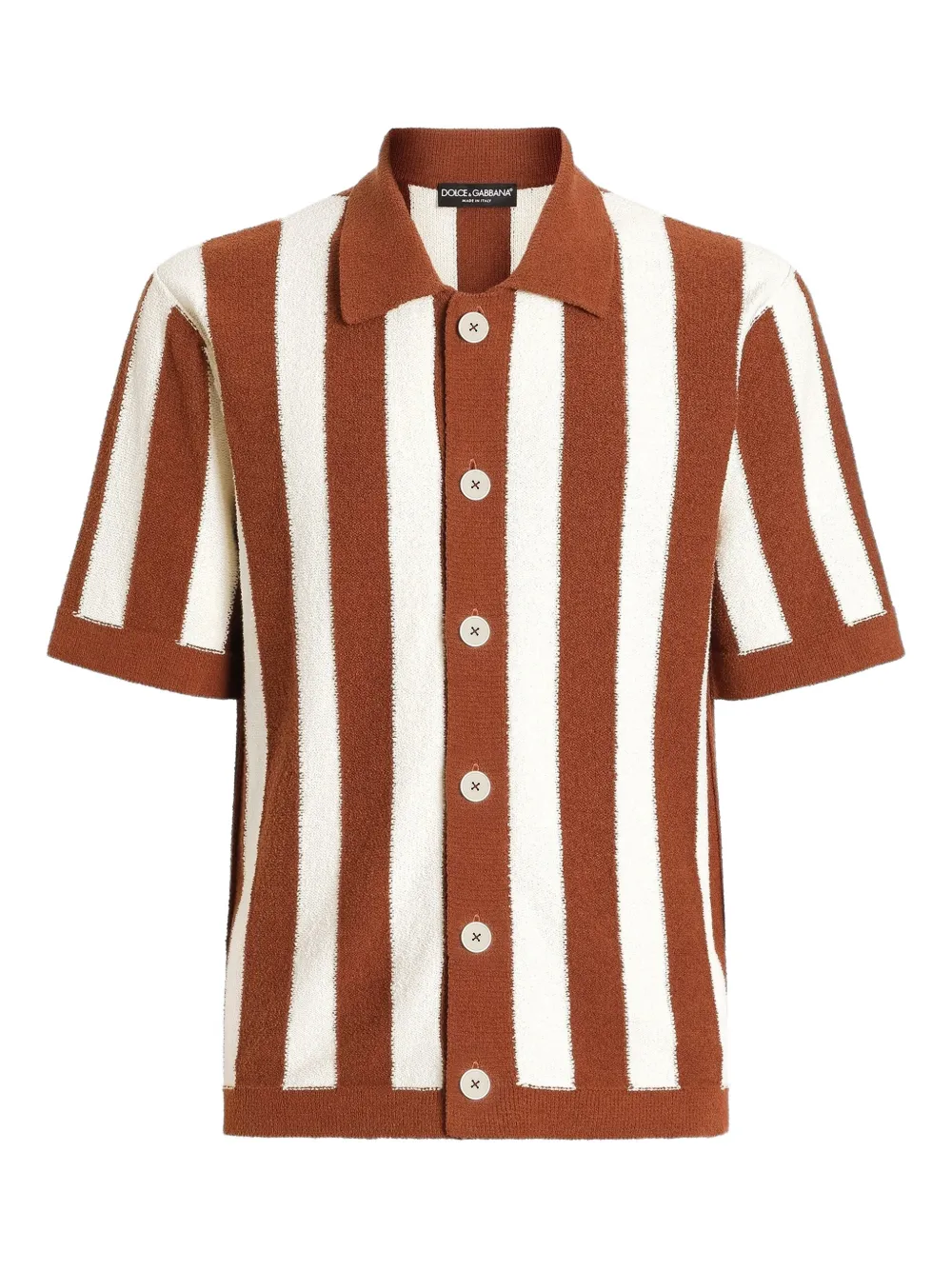 Dolce & Gabbana Striped Button Shirt In Brown