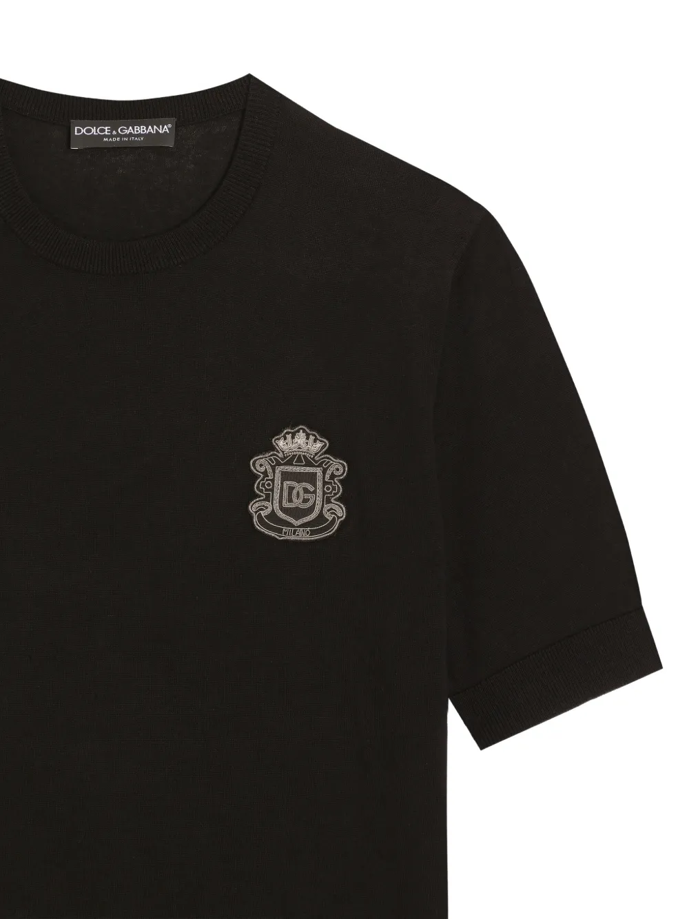 Dolce & Gabbana Crest T-shirt met ronde hals Zwart