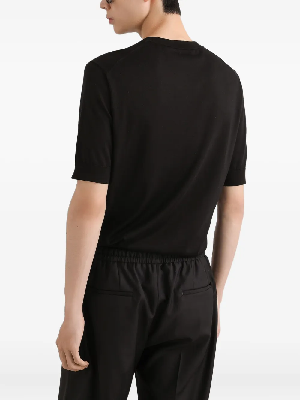 Dolce & Gabbana Micro-dot Stitch Silk Pullover In Black