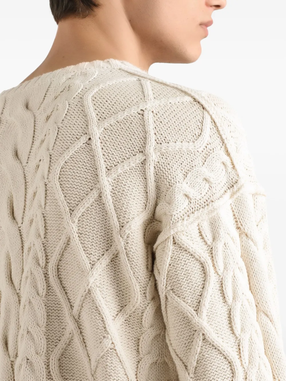 Dolce & Gabbana Oversized Pullover With Interwoven Pattern Clothing In Neutral