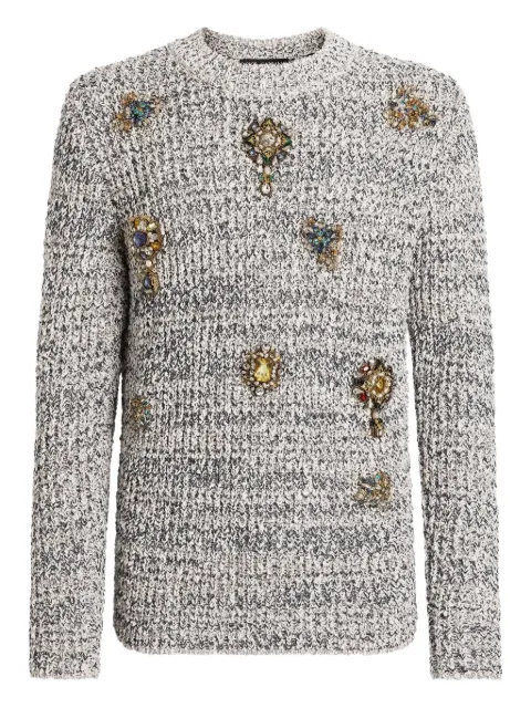Dolce & Gabbana flower-embellished round-neck sweater