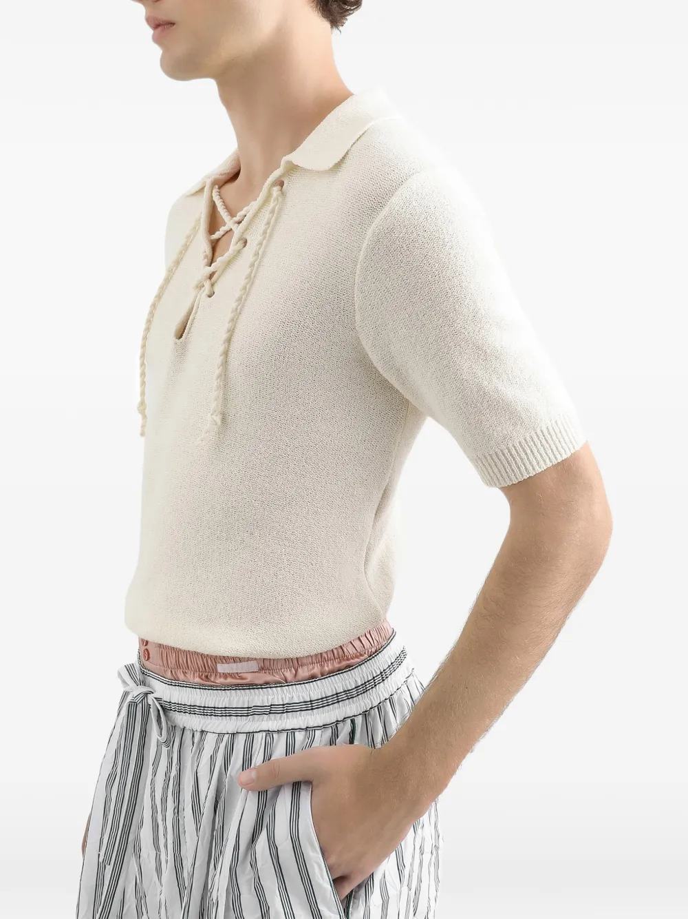 Dolce & Gabbana Poloshirt met veters Beige