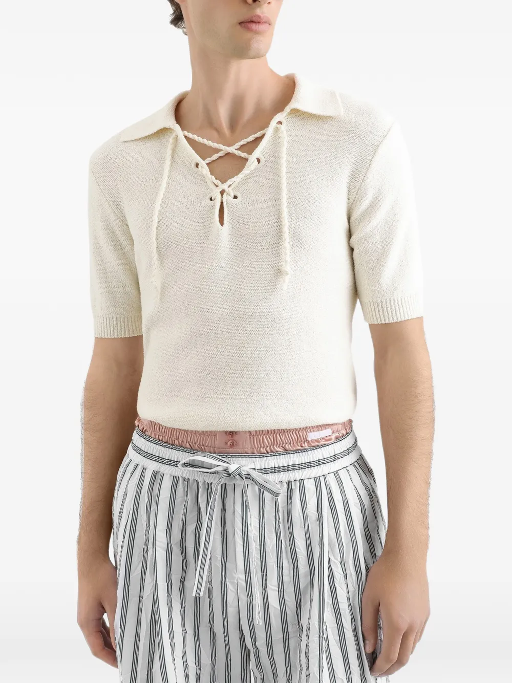 Dolce & Gabbana Poloshirt met veters Beige