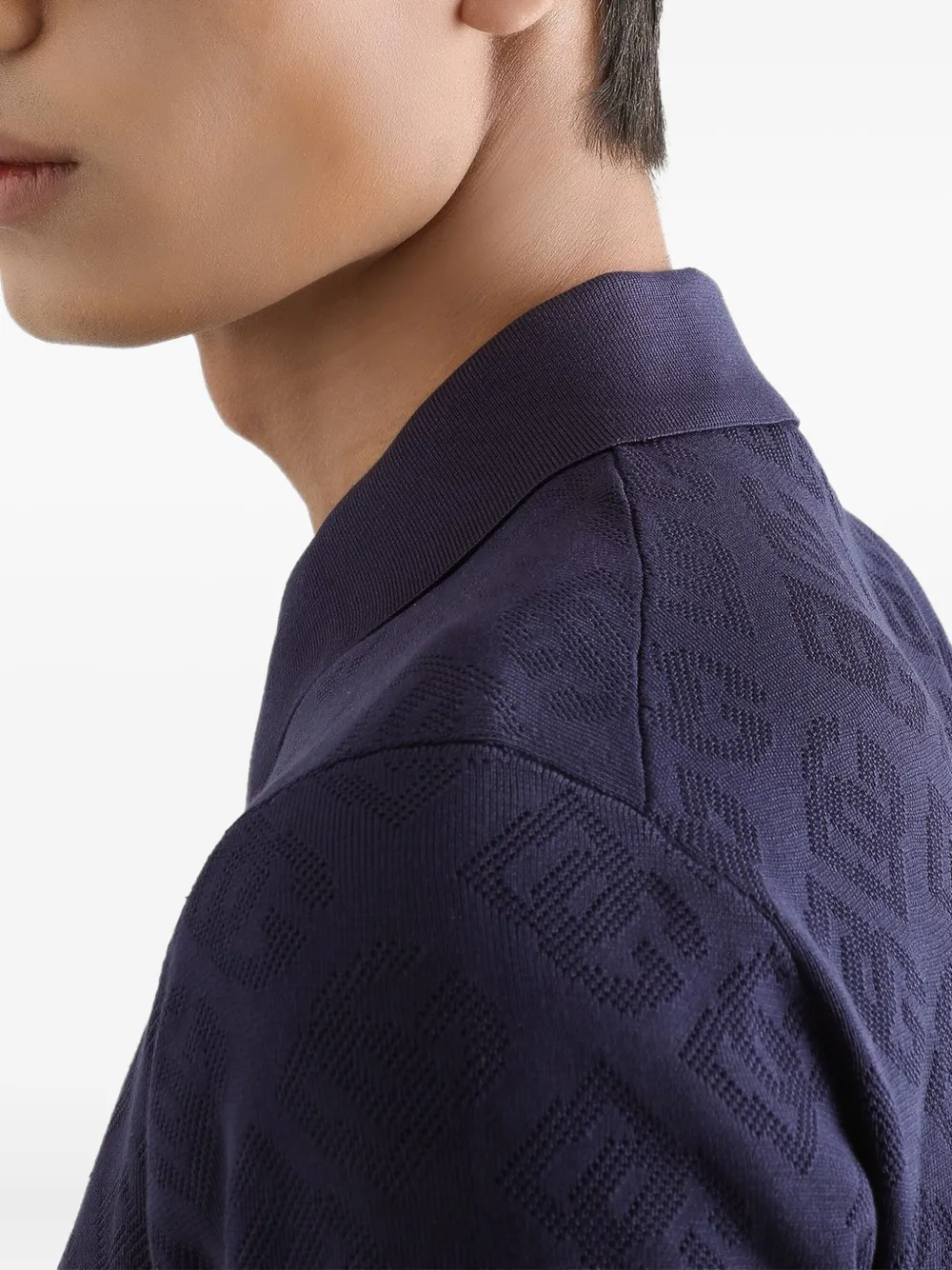 Patterned Short-Sleeve Polo Shirt
