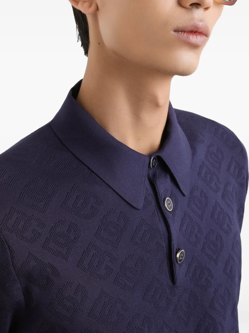 Patterned Short-Sleeve Polo Shirt