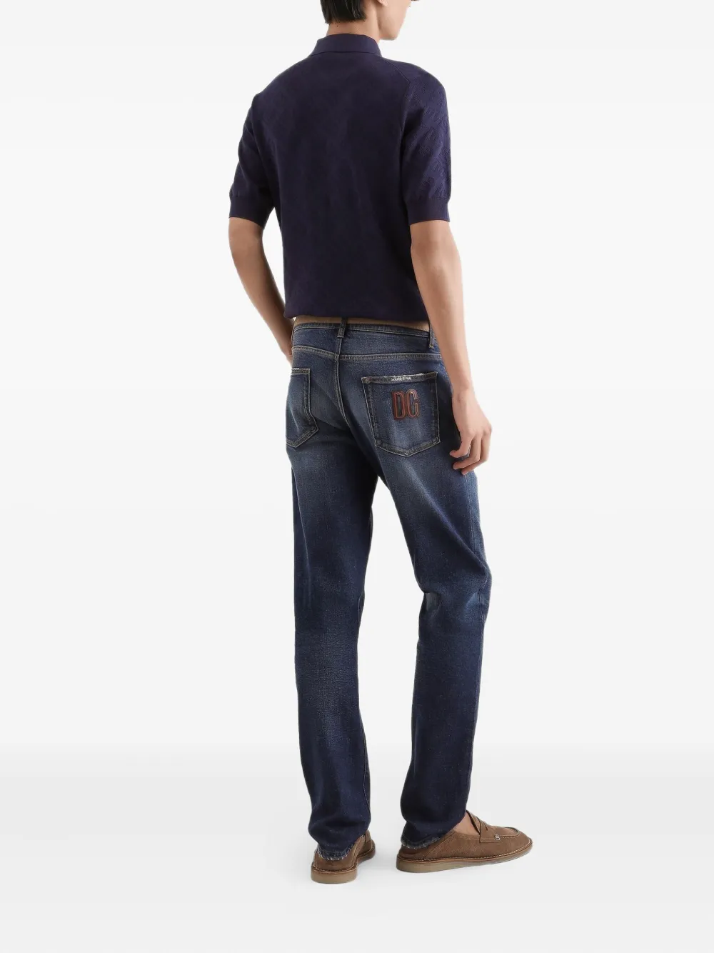 Patterned Short-Sleeve Polo Shirt