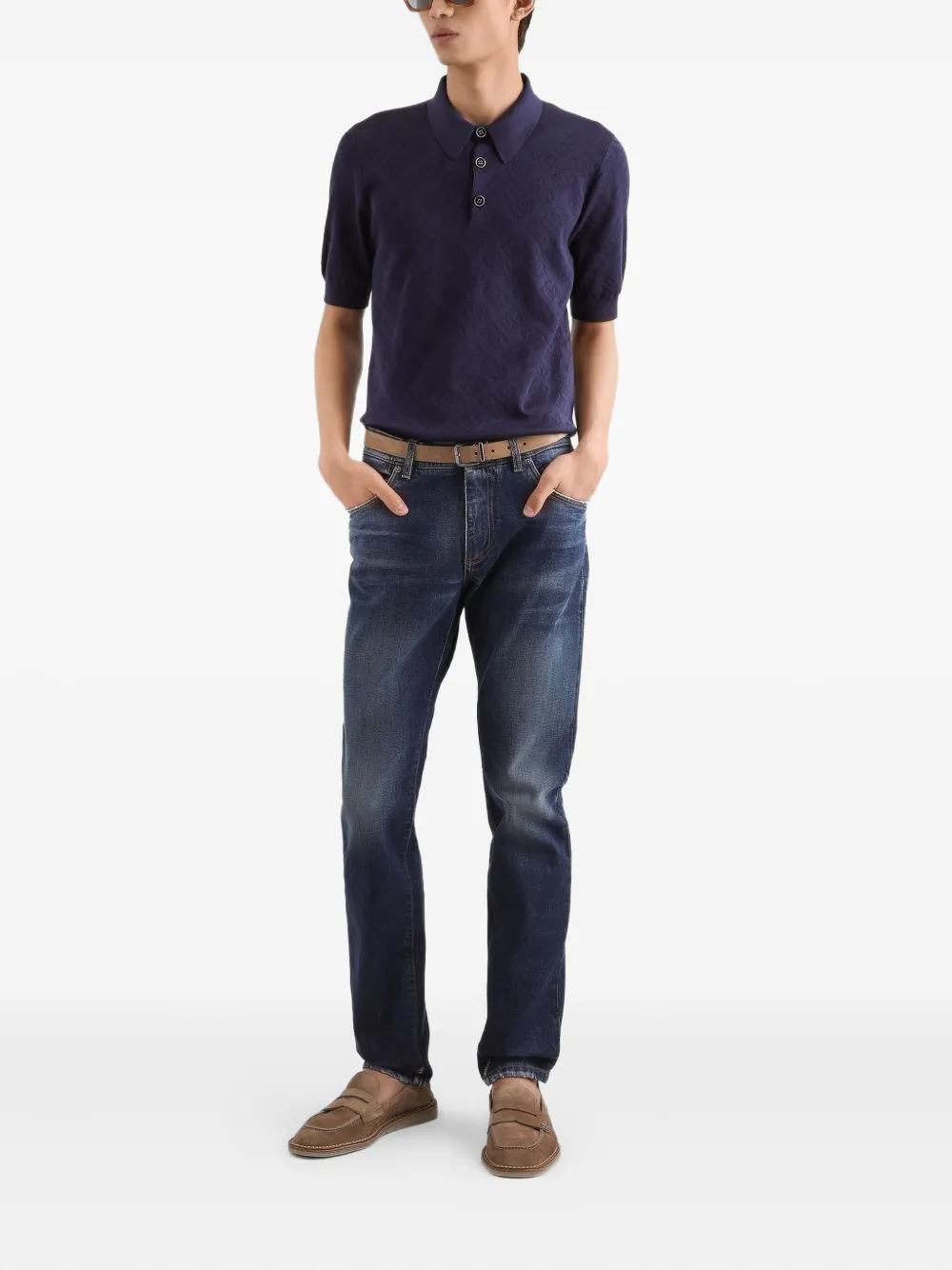 Dolce & Gabbana Poloshirt met patroon - Blauw