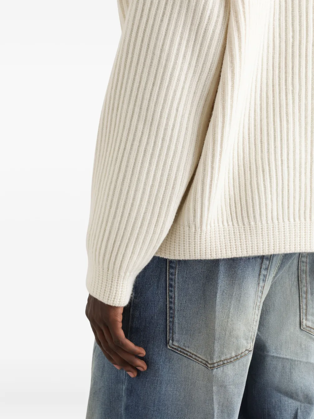 Dolce & Gabbana Geribbelde trui met V-hals Wit