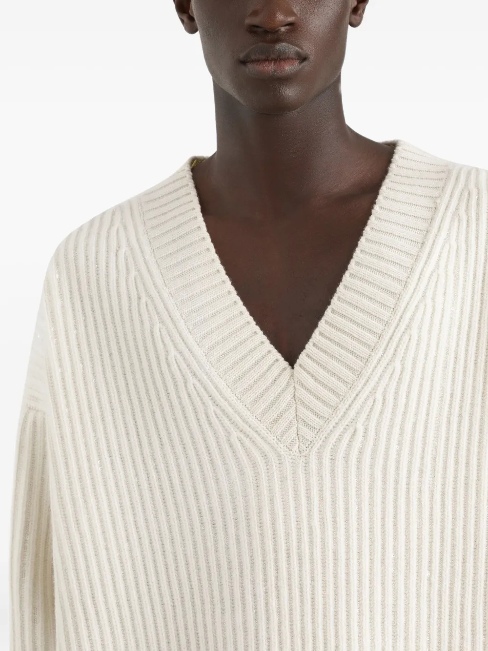 Dolce & Gabbana Geribbelde trui met V-hals Wit